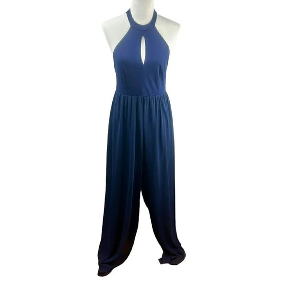 Lulus My Beloved Navy Blue Lace Maxi Dress Medium Halter Event Wedding‎ - Picture 1 of 14